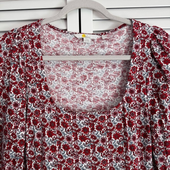 Boden Square Neck Jersey Cotton Floral Milkmaid Dress Puff Sleeves Size 4 - Picture 4 of 10